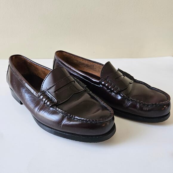 Bass Men's Leather Penny Loafers, Size 11W Burgundy Wide Preppy Academia - Picture 1 of 11